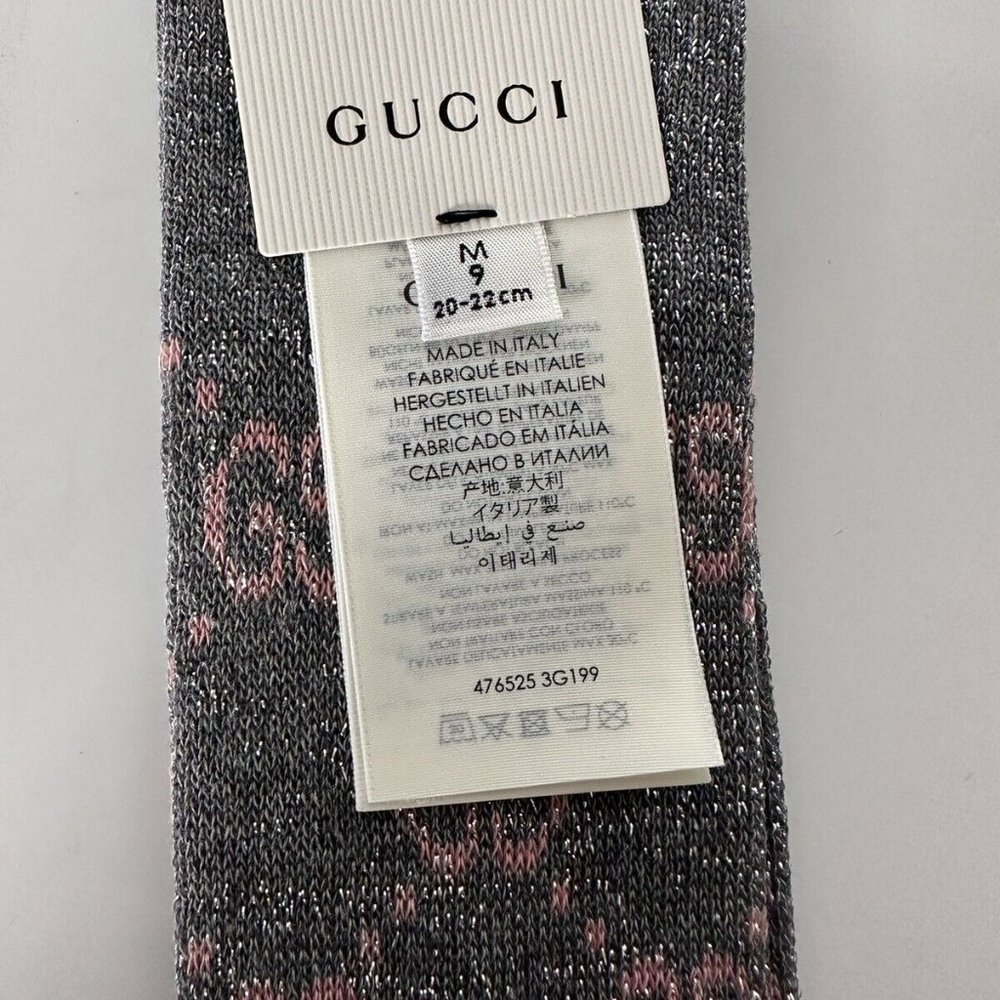 Gucci GG Socks in Silver with Pink Lamé GG NEW WITH TAGS - Picture 6 of 6